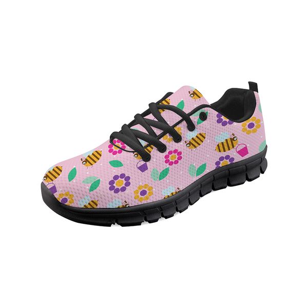 

hycool air mesh women sport running shoes cartoon animals print breathable lightweight outdoor jogging sneakers for ladies, Black