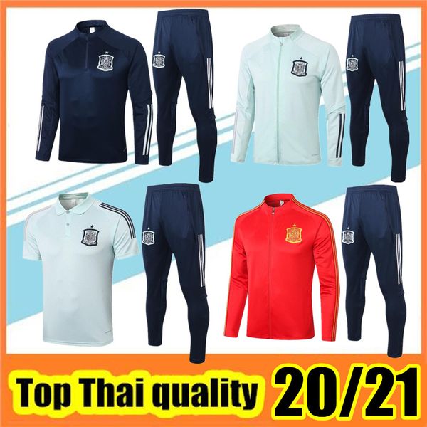 

2020 2021 spain jacket soccer tracksuit 2020 morata a.iniesta fabregas ramos diego isco football jacket training suit polo shirt, Black