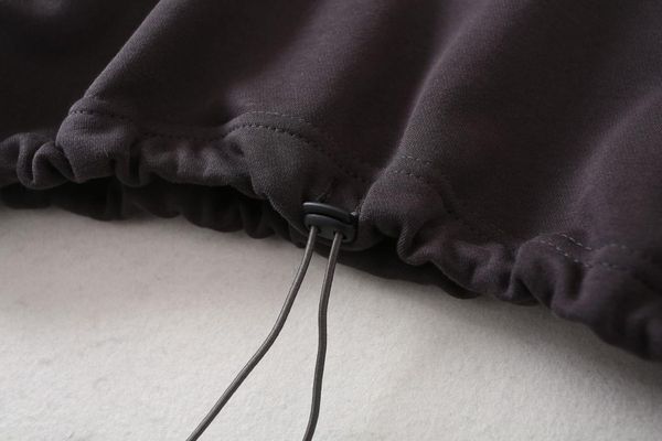 

2019 spring pullover crew neck long sleeve loose-fit slimming solid color short drawstring navel waist hugging hoodie sweatshirt, Black