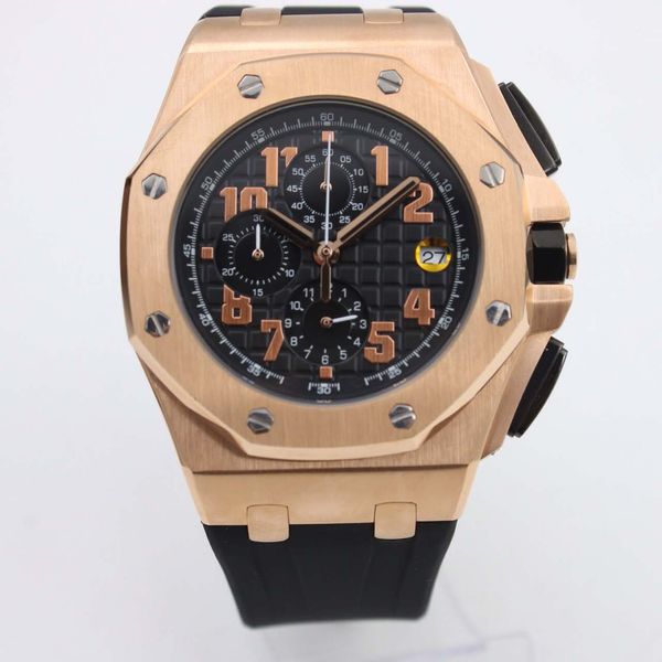 

audemar pigue luxury men watch quartz movement chronoscope 15400 royal oak series black dial mens designer fashion watch steel mens watches, Slivery;brown