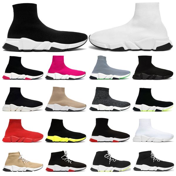 

new arrival platform mens sock shoes triple black white lace up beige gray green pink classic socks laces womens trainers sports size 36-45