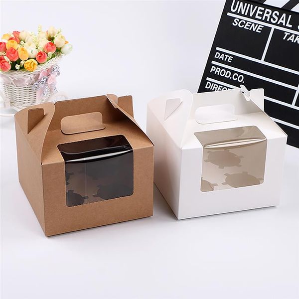 

9pcs cupcake muffin box cake cup packaging white kraft paper bottom bracket pudding pastry marvin boxes for gift party