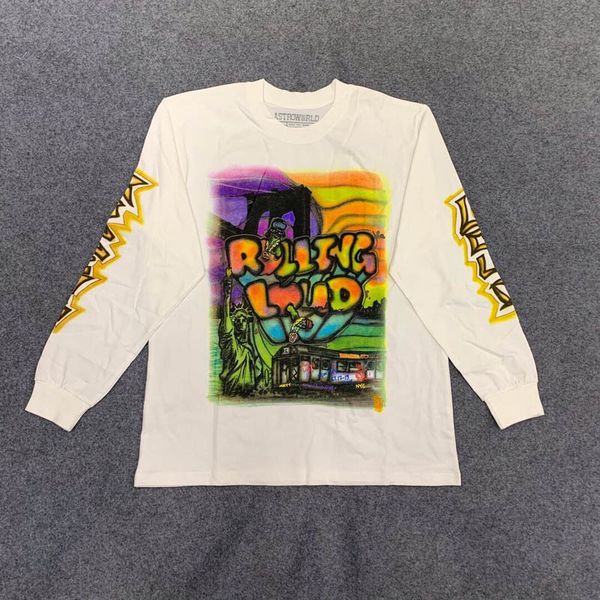 

2020 fashion autumn usa new york hip hop travis scott cactus jack rolling loud graffiti long sleeve t shirt skateboard men women tee, White;black