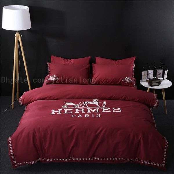 Classic H Letter Superior Cotton Yarn Bedding Suits Simple Cotton