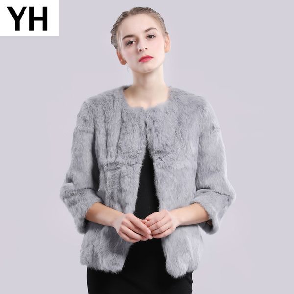 

2019 new autumn winter genuine full pelt real fur jacket women real fur coat natural coats slim overcoat, Black