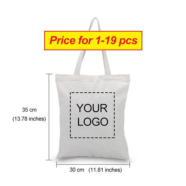 

custom canvas tote bag printing text daily handbag eco reusable recycling small capacity shopping bag 1-19 pieces