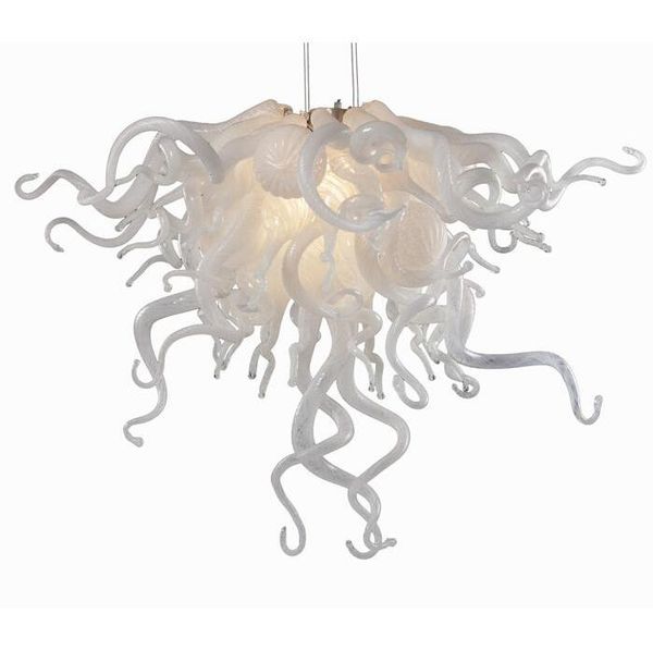 

100% mouth blown glass white chandelier villa foyer decor murano glass italy designed led chandelier