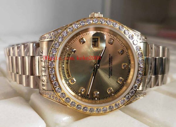 

fashion good wristwatches day-date pearlmaster 118348 36mm diamond 18k yellow gold automatic mechanical ladies women's watch watches, Slivery;brown