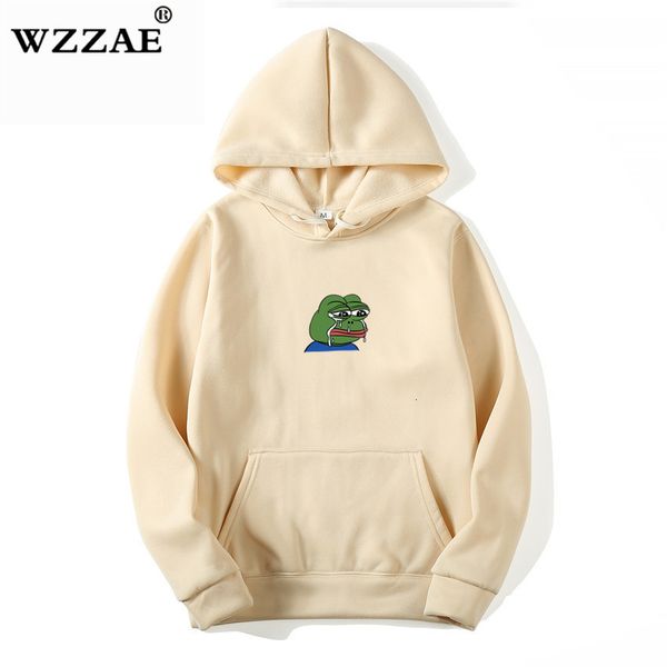 

sad tearing frog print hoodies men/women hooded sweatshirts 2019 new harajuku hip hop hoodies sweatshirt male japanese hoodie v191019, Black