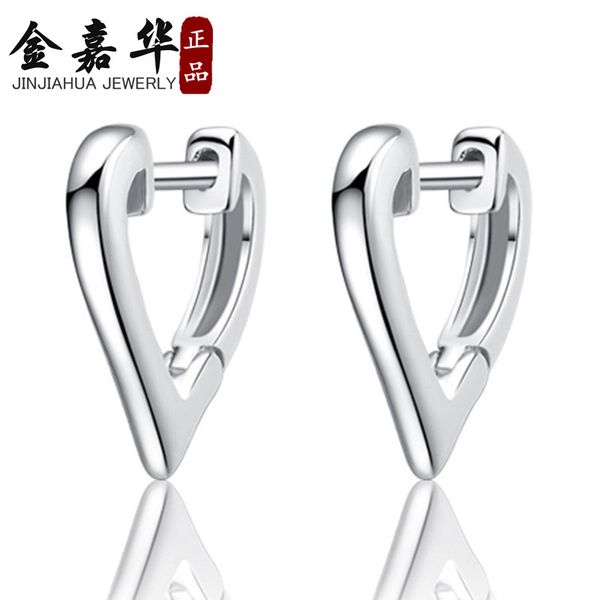 

elegant women's hong kong silver dresdner city big brand fashion v-shaped love shaped silver stud earrings earrings ear clip wom, Golden;silver