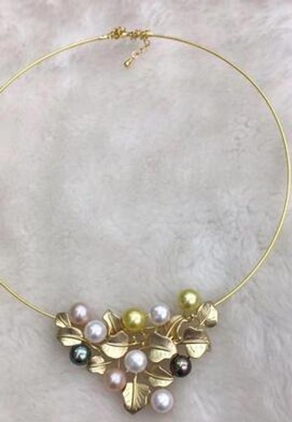 

beautiful round multicolor pearl silver chain necklace