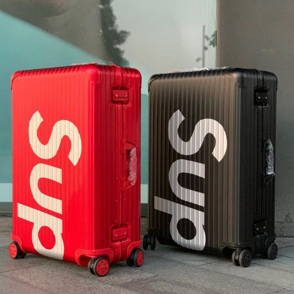 

Luxury luggage bag trunk 20 22 26 28 all aluminium alloy for man chri tma valentine new year gift, Black
