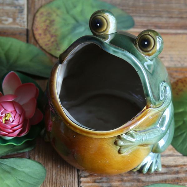

творческий керамический сад для хранения животных счастливый большой рот большой живот лягушка дом подсвечник керамический бак для хранения