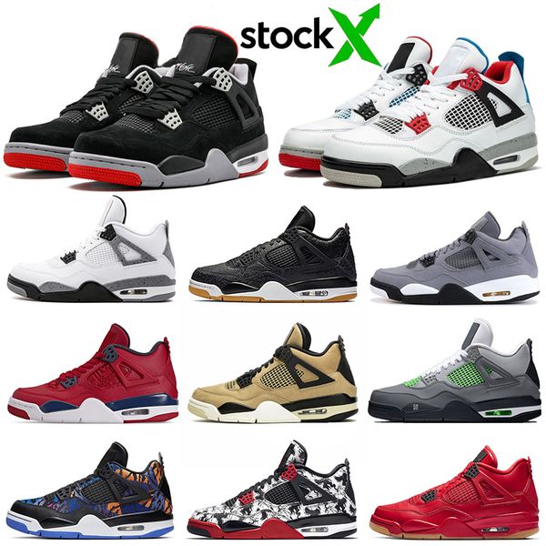 

2019 Basketball Shoes Bred 4s Lightning Pale Citron Hot Punch Raptors Singles Day Tattoo LASER 4 Mens Sports Sneakers 7-13
