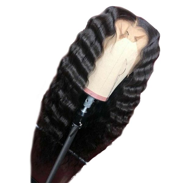 

глубокая волна парик шнурка бразильские парики человеческих волос с волосами младенца волна воды фронта шнурка и полные парики шнурка для че, Black;brown