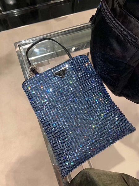 

luxury designer miuccia prd womens handbags new full diamond nylon shopping bag chain shoulder bags wallet crossbody 19*22cm