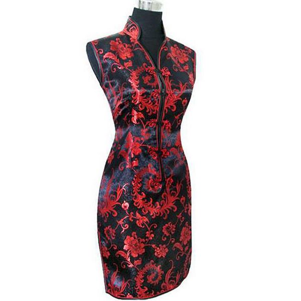 Asian Lady Mini Slim Cheongsam Elegante stampa vintage Retro Qipao Stile cinese Business Abito formale Sexy Vetidos Taglia S-XXXL