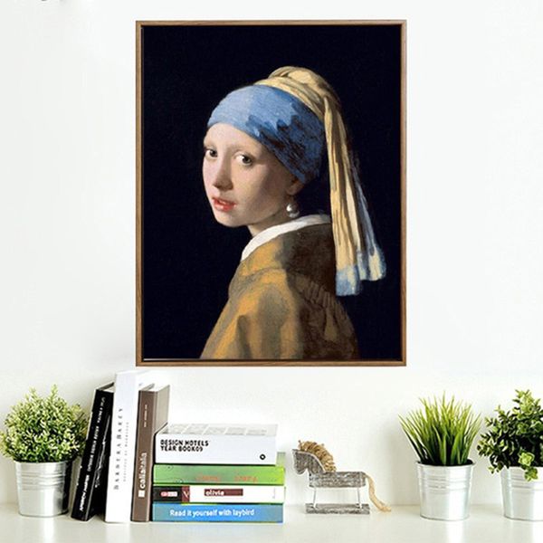 

netherlands famous oil painting girl with a pearl earring painting wall art for living room home decor (no frame