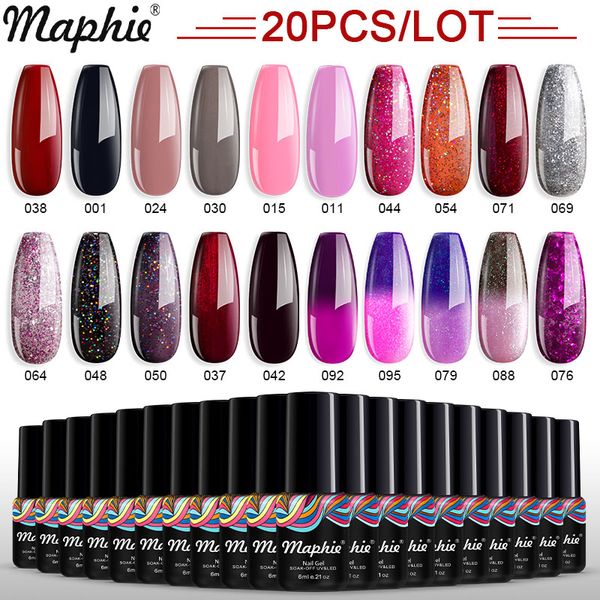 

maphie 20pcs/lot nail gel set gel varnish temperature change color soak off uv/led shiny color long lasting nail polish, Red;pink