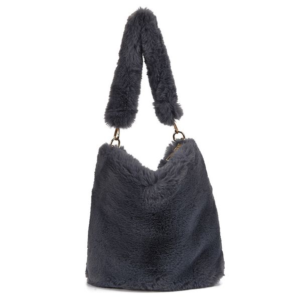 

ladies shoulder bucket bag fashion ladies chain messenger bag faux fur plush tote