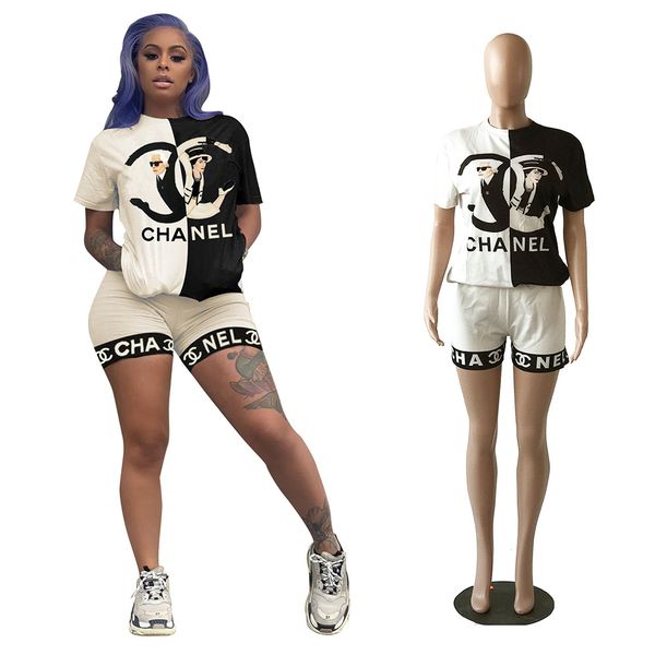 

new womens designer tracksuit fashion letters pattern logo printing t shirt + shorts two-piece sets womens clothes wholesale, Gray