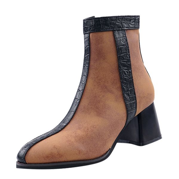 

sagace shoes women ankle boots for women boots square heels shoes zipper casual fashion ankle woman casual 2019, Black