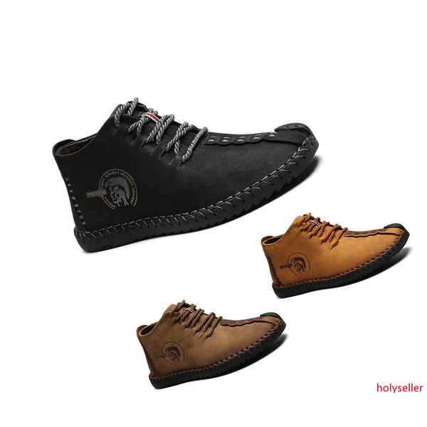 

2020 fashion men s casual leather plus velvet shoes triple black brown light tan mens boots outdoor business walking main16