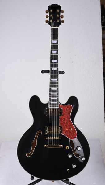 

custom factory wholesale / retail price, jazz electric guitar semi-hollow black, offer customization