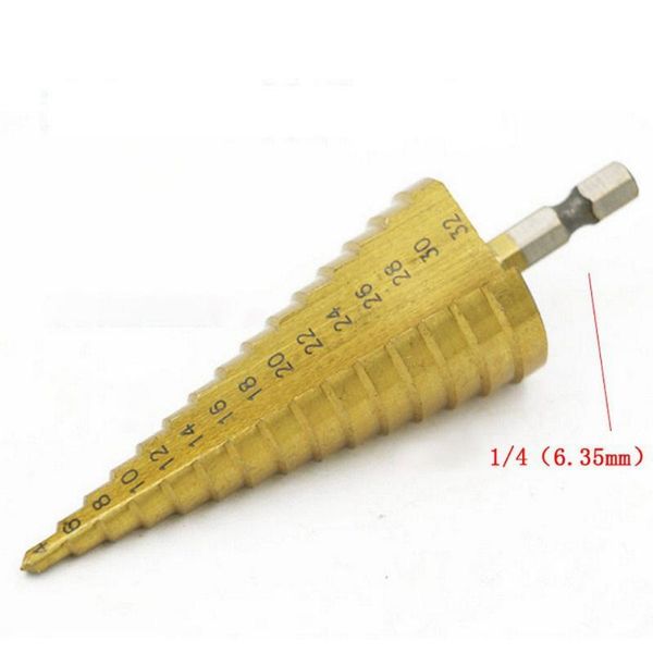 

4-32 mm step cone drill bit hss titanium coated step drill bit drilling power tools for metal high speed steel wood hole cutter car