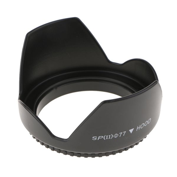 

77mm screw mount reversible tulip flower crown petal shaped camera lens hood
