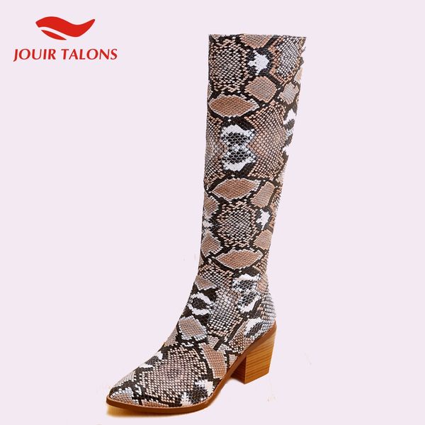 

fashion plus size 44 snake veins ladies high heels women shoes woman casual party autumn winter knee-high boots, Black