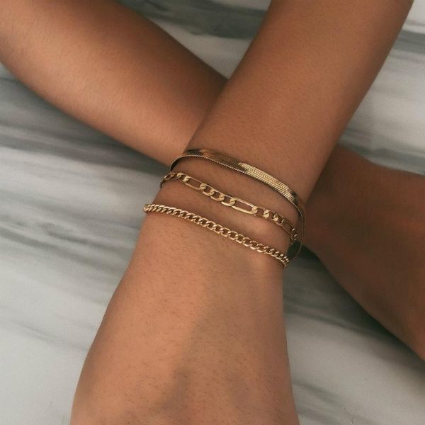 

fashion snake bone chain bracalet new retro punk bracelet silver gold color jewelry personality geometric multi-chain jewelry, Black