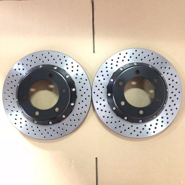

jekit car brake rotors 330*28mm drilled with custom black center cap for car 2002 front brake caliper