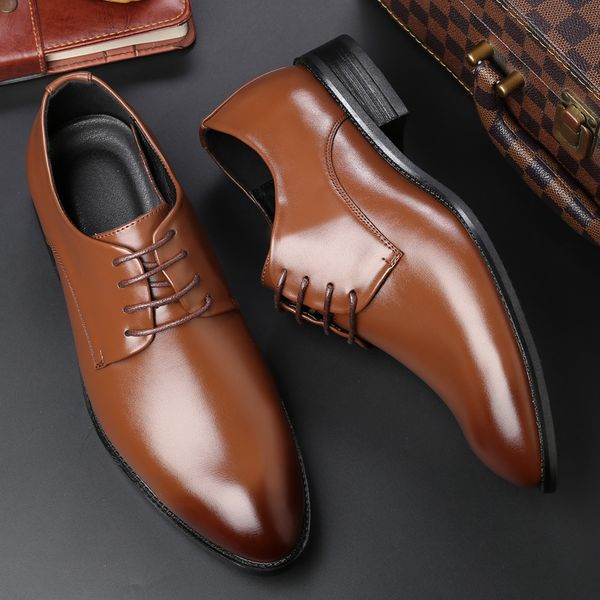

classic business men's dress shoes fashion elegant formal wedding shoes men slip on office oxford for men new, Black