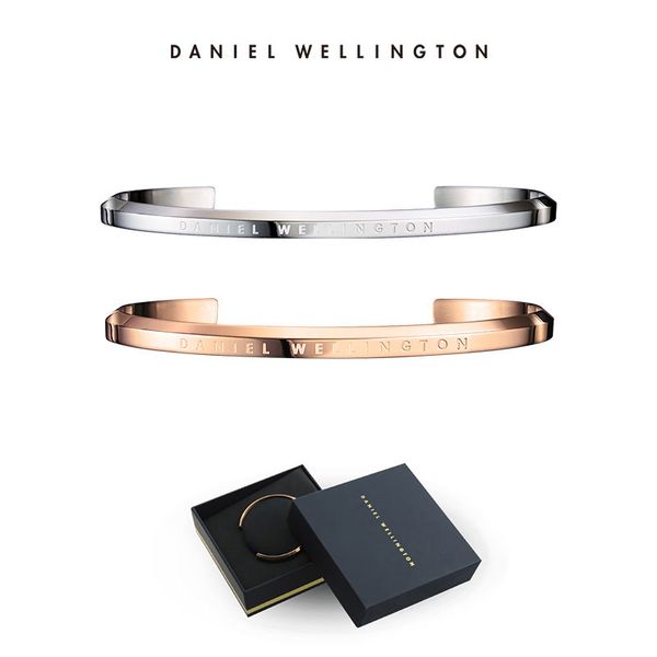 

brand daniel dw stainless steel lovers bracelet classic cuff rose gold silver bangle men women bracelets pulsera with gift box, Black