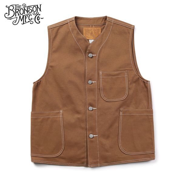 

bronson vintage 11 oz canvas vest men's casual vest pocket vests, Black;white