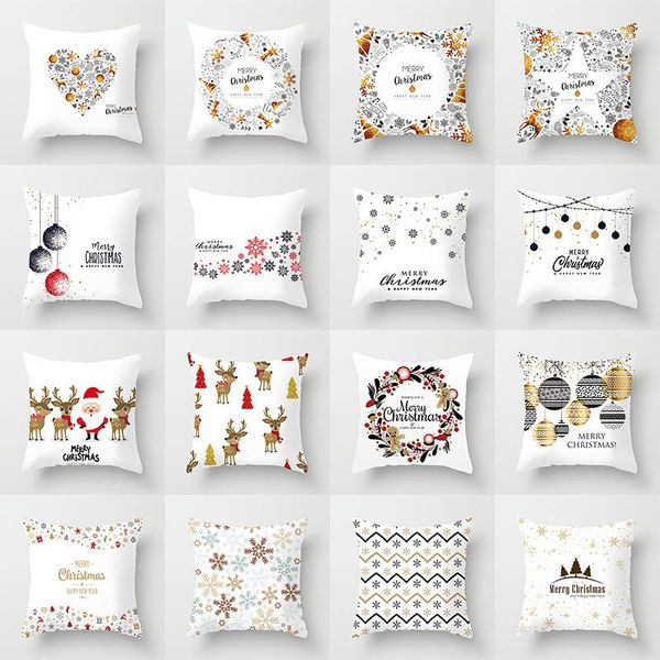 

45 * 45cm 2019 new creative simple personality fashion christmas peach skin pillowcase cartoon printed sofa pillow cover