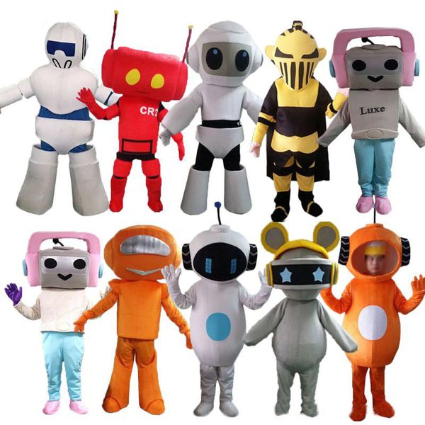 2019 Lojas outlet quente robô mascote dos desenhos animados atividades trajes desempenho boneca traje de banda desenhada curta para realizar propaganda estrangeira