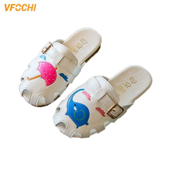 

vfochi new girl summer slippers cartoon print flat shoes for kids teenager girl casual slip-on beach shoes children slipper, Black;grey