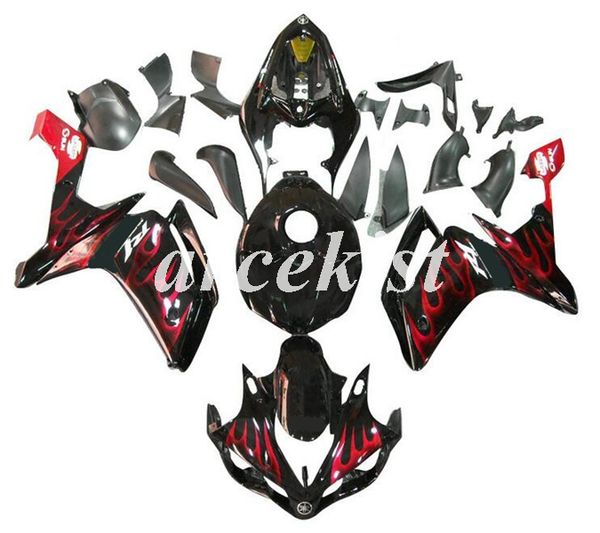 

4 gifts new abs injection mold motorcycle full tank cover fairings kits for yamaha yzf-r1 2007 2008 07 08 r1 body set red flame