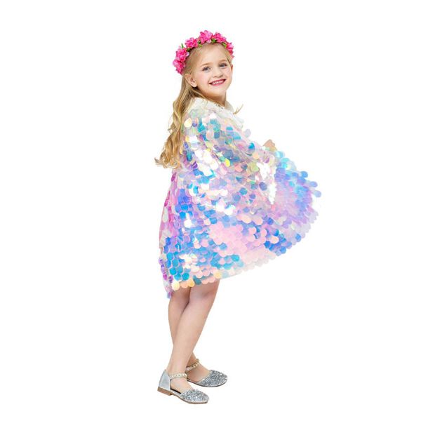 

2019 mermaid cape glittering baby girl prince cloak colorful equin boutique new halloween party cape co tume co play prop c51
