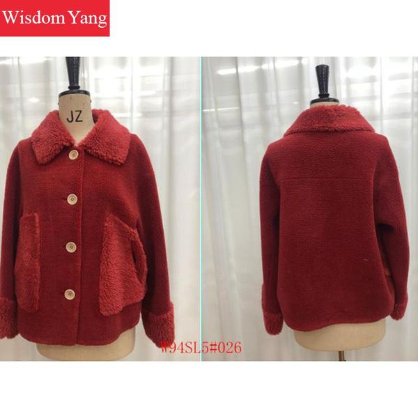 

winter elegant womens coats faux wool woollen short jackets warm female loose yellow red overcoat korean coat ladies outerwear, Black;brown