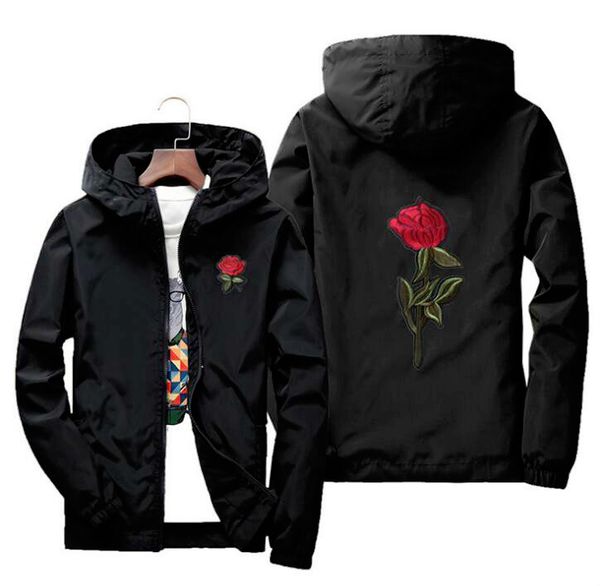 

rose jacket windbreaker men and women's jacket new fashion white and black outwear coat promotion, Black;brown