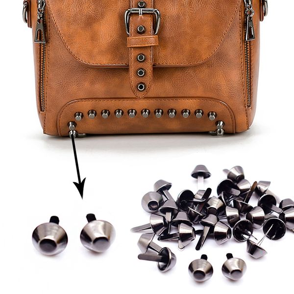 

100pcs 12mm metal crafts purse feet rivets diy bag accessories parts punk rock rivets bag studs pierced for purse handbag, Black
