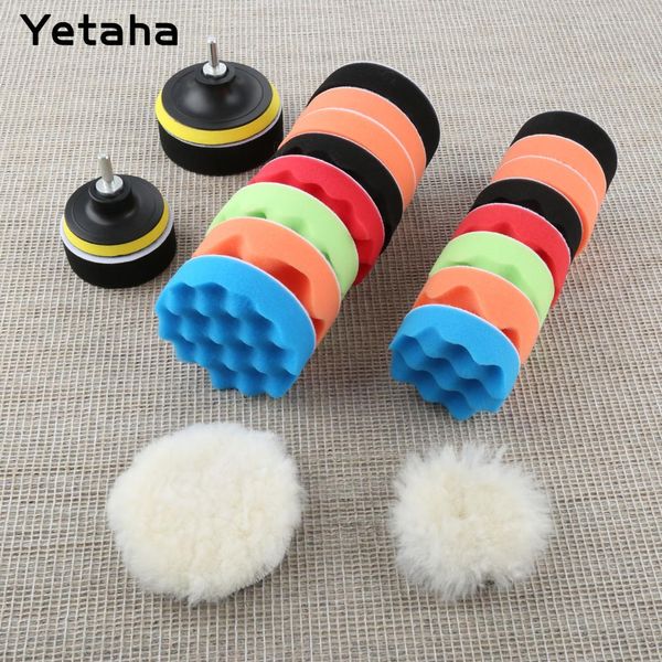 

12pcs 3" 4" car polishing waxing buffing sponge pads kit + m14 drill adapter auto detailing car wash polishing wheel car-styling
