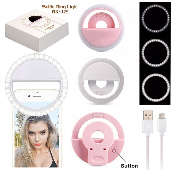 

universal usb portable smartphone clip rechargeable pgraphy video webcast led ring light selfie led light dhl