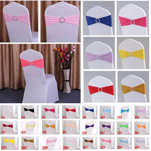 

colorful elastic chair sashes band covers for wedding party prom with hoop buckle spandex chairs sash buckles cover 40*14cm hh7-942