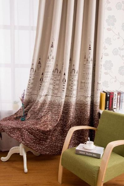 

new 2pcs curtain punching window curtains mediterranean bedroom balcony castle city european style blackout custom curtains