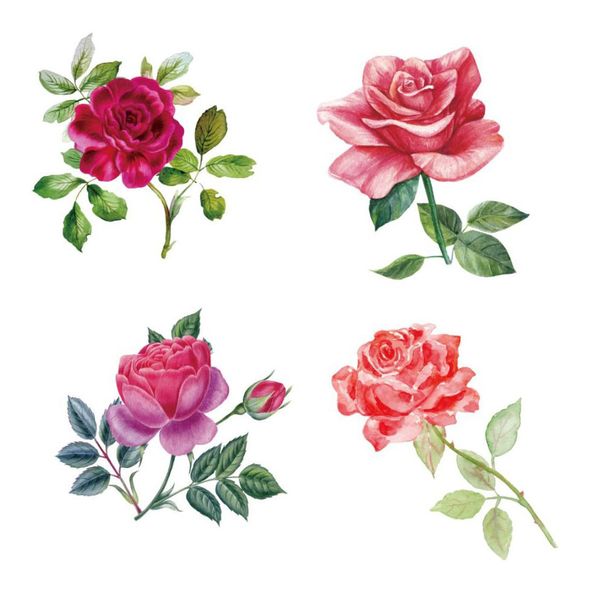 Acheter 2019 Mode Modèle De Fleur Temporaire Imperméable à Leau Autocollant De Tatouage Femmes Sexe Flash Faux Tatouage Fleur De Fleur Rouge De 011