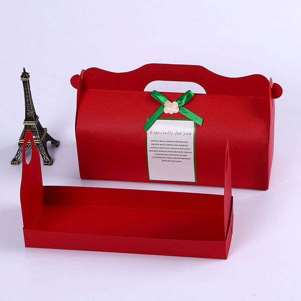 

long red paperboard roll cake boxes baking swiss toast box wholesale party gift box